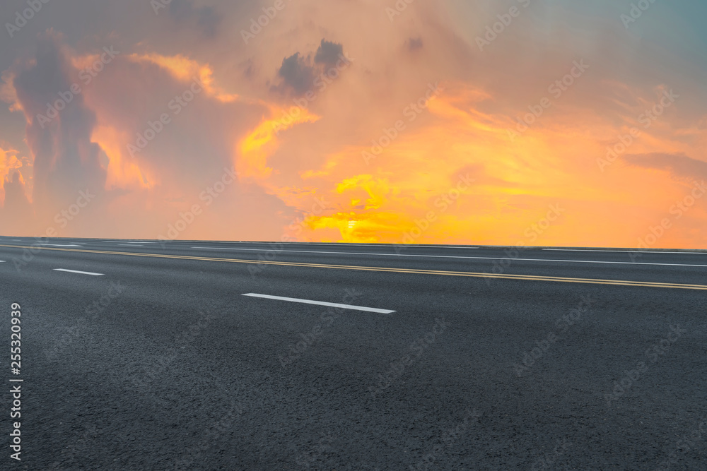 Fototapeta premium Road surface and sky cloud landscape..