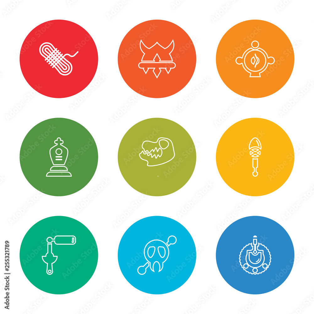 outline stroke fossil, skeleton, brush, ancient weapon, skull, tomb, compass, viking helmet, rope, vector line icons set on rounded colorful shapes outline stroke fossil, skeleton, brush, ancient weapon, skull, tomb, compass, viking helmet, rope, vector line icons set on rounded colorful shapes