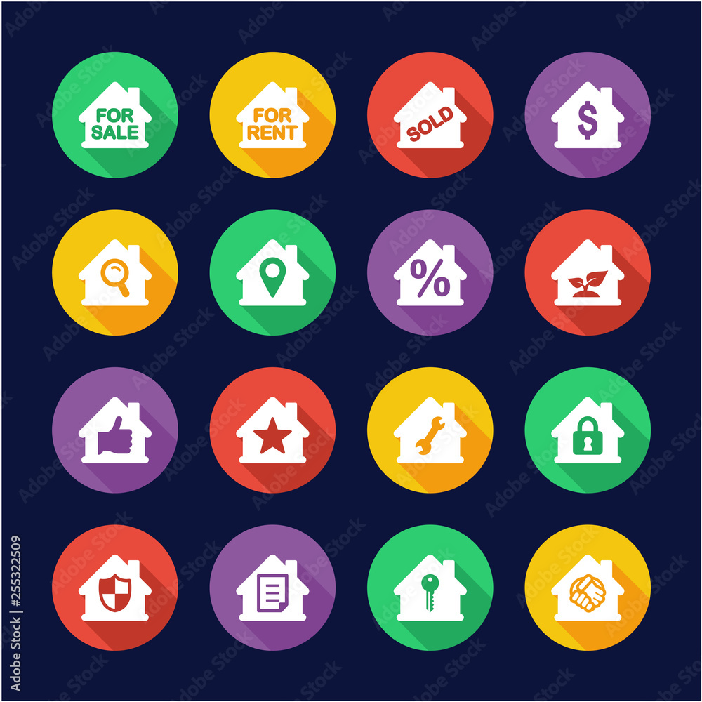 Real Estate Icons Flat Design Circle Real Estate Icons Flat Design Circle