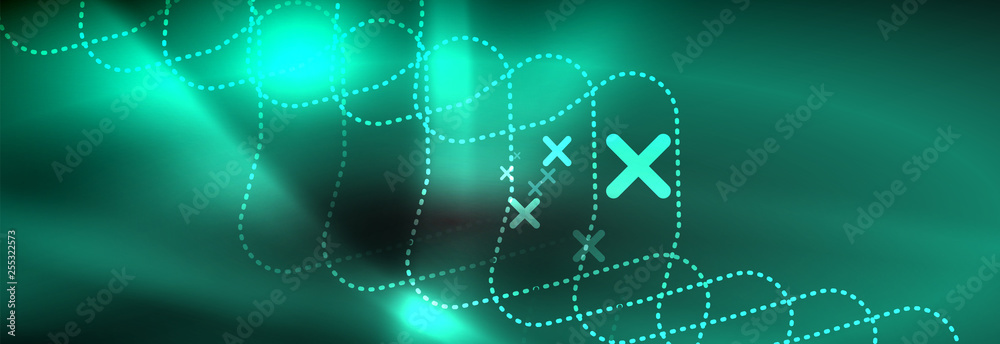 Obraz premium Dark neon light glowing template, abstract vector background lines