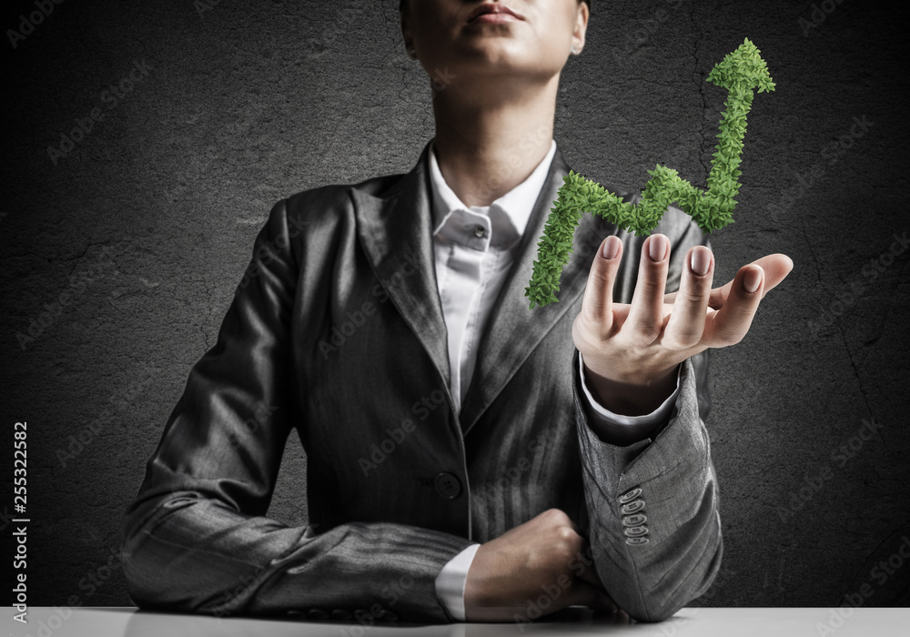 Businessman presenting growing graph. Businessman presenting growing graph.