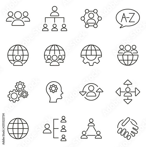 Organization or Structure Icons Thin Line Vector Illustration Set