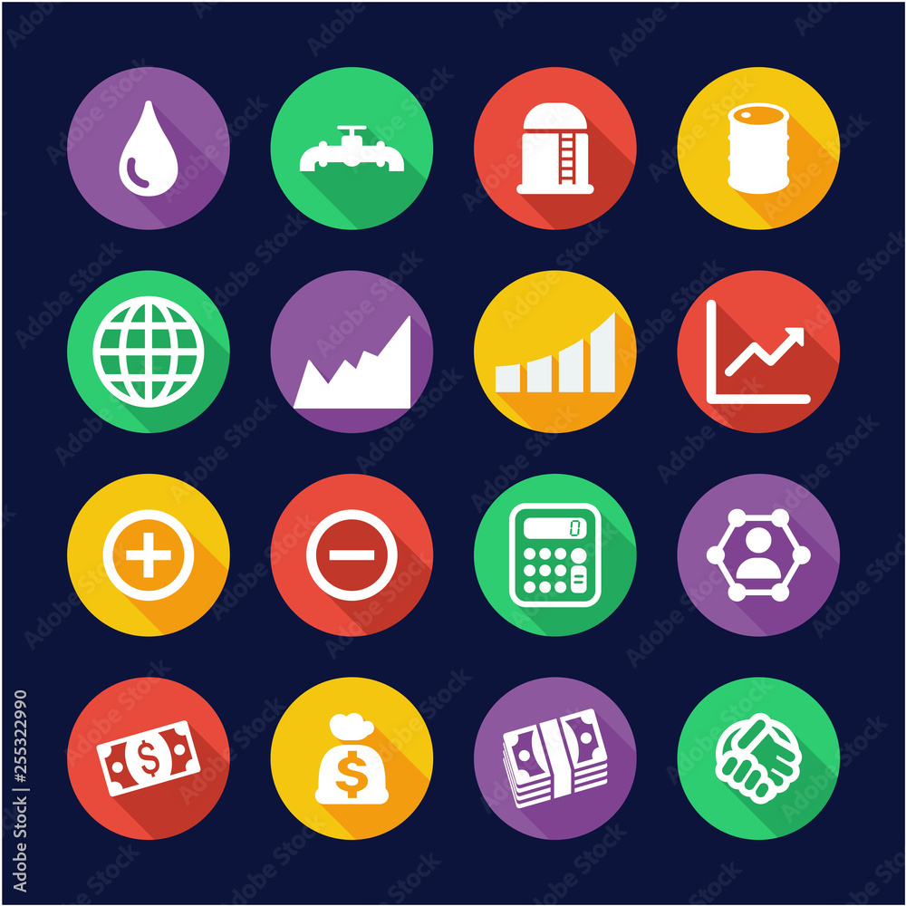 Oil Trade Icons Flat Design Circle Oil Trade Icons Flat Design Circle
