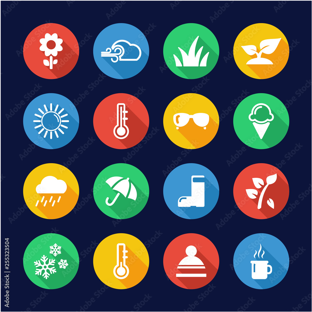Four Seasons Icons Flat Design Circle Four Seasons Icons Flat Design Circle