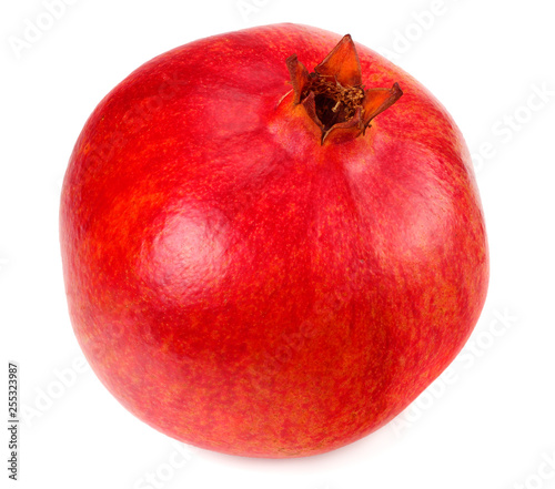 one pomegranate fruit isolated on a white background