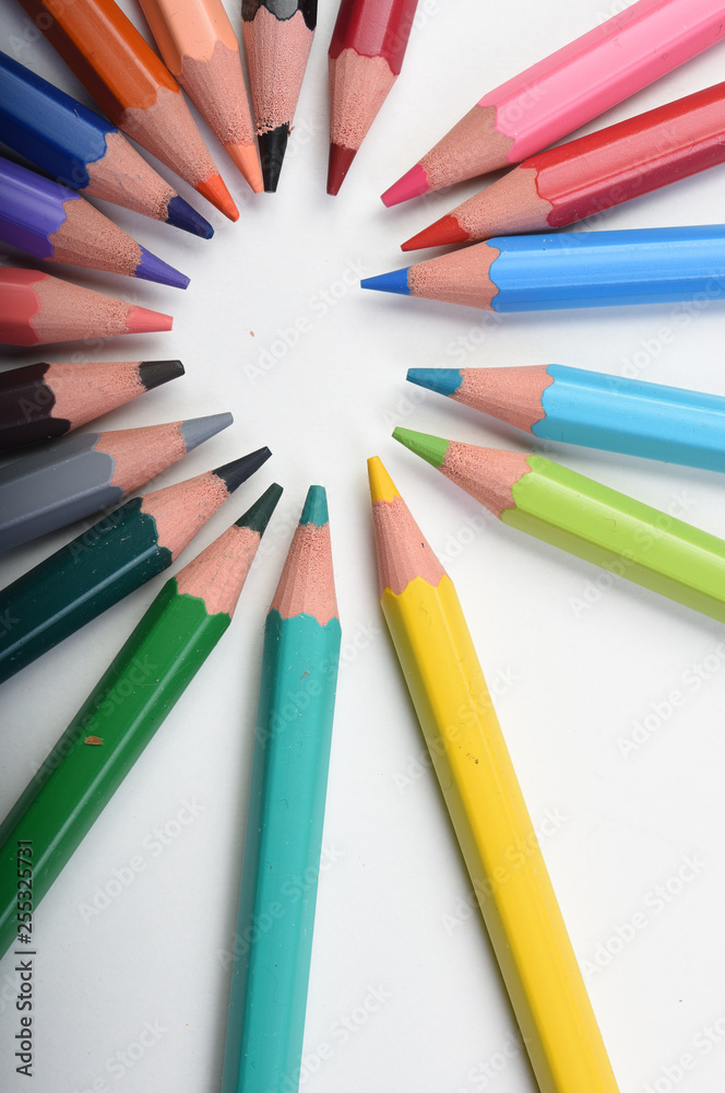 colored pencils on a white background colored pencils on a white background