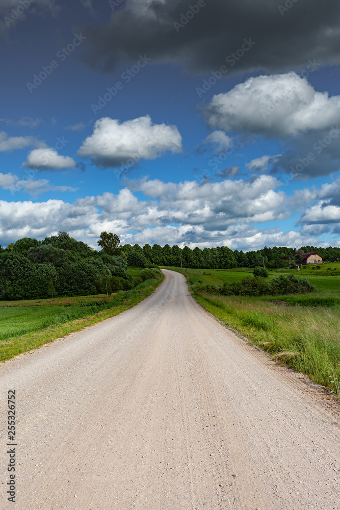 Gravel road in countryside.