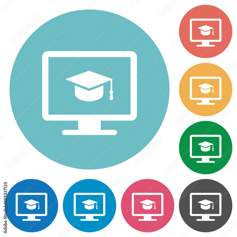 Webinar on monitor flat round icons Webinar on monitor flat round icons