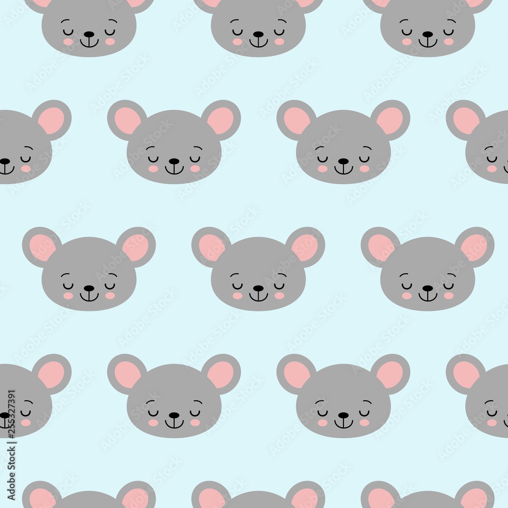 cute cartoon mouse seamless vector pattern background illustration