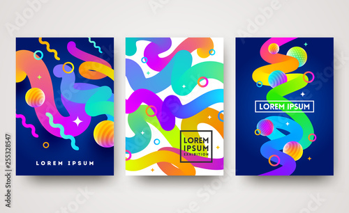 Vector set of abstract multicolored background. Bright design for greeting card, poster, cover or flyers.
