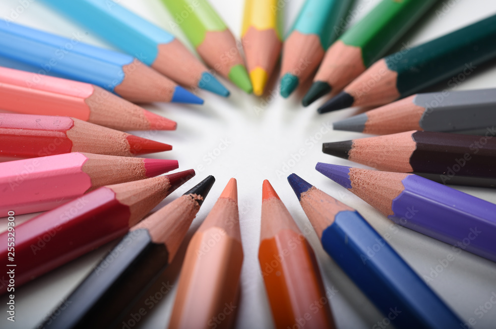 colored pencils on a white background colored pencils on a white background