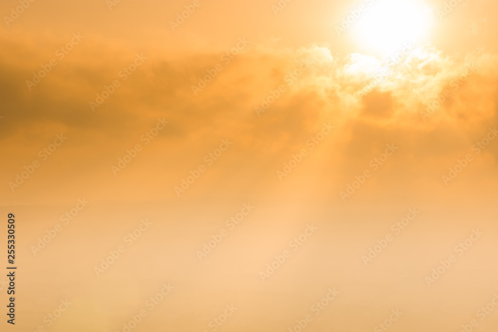 Sun rays behind clouds, weather background Sun rays behind clouds, weather background