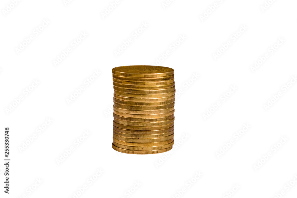Stack of the coins isolated on a white background Stack of the coins isolated on a white background