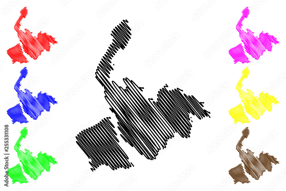 Obraz premium Merseyside (United Kingdom, England, Metropolitan county) map vector illustration, scribble sketch Merseyside map