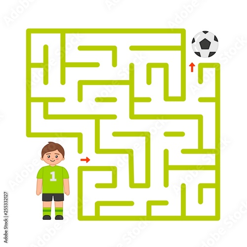 Maze game for children. Help the footballer to reach the ball.