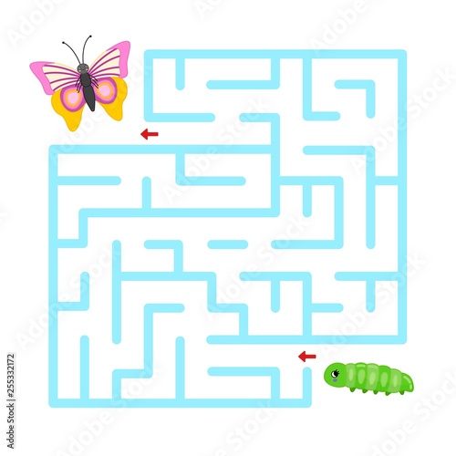 Maze game for children. Help the caterpillar turn into a butterfly.