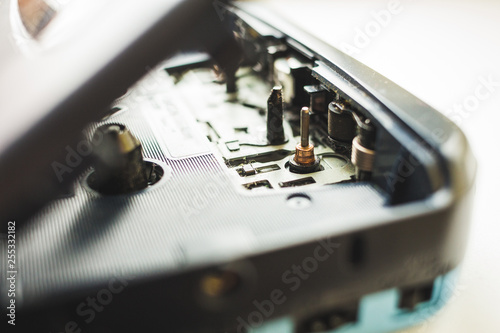 Concept shot of an old vintage player is opened