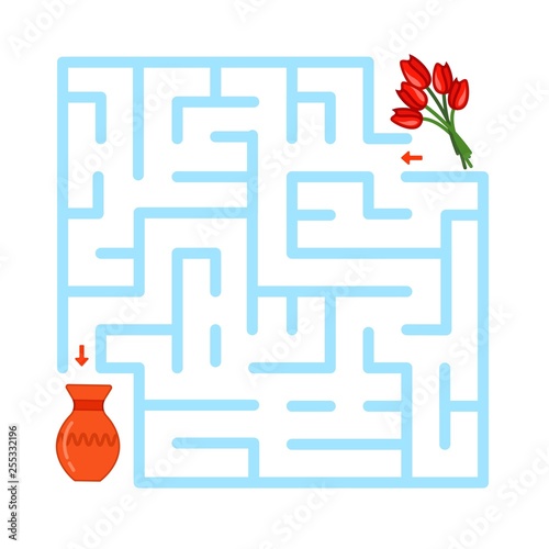 Maze game for children. Put the flowers in a vase.