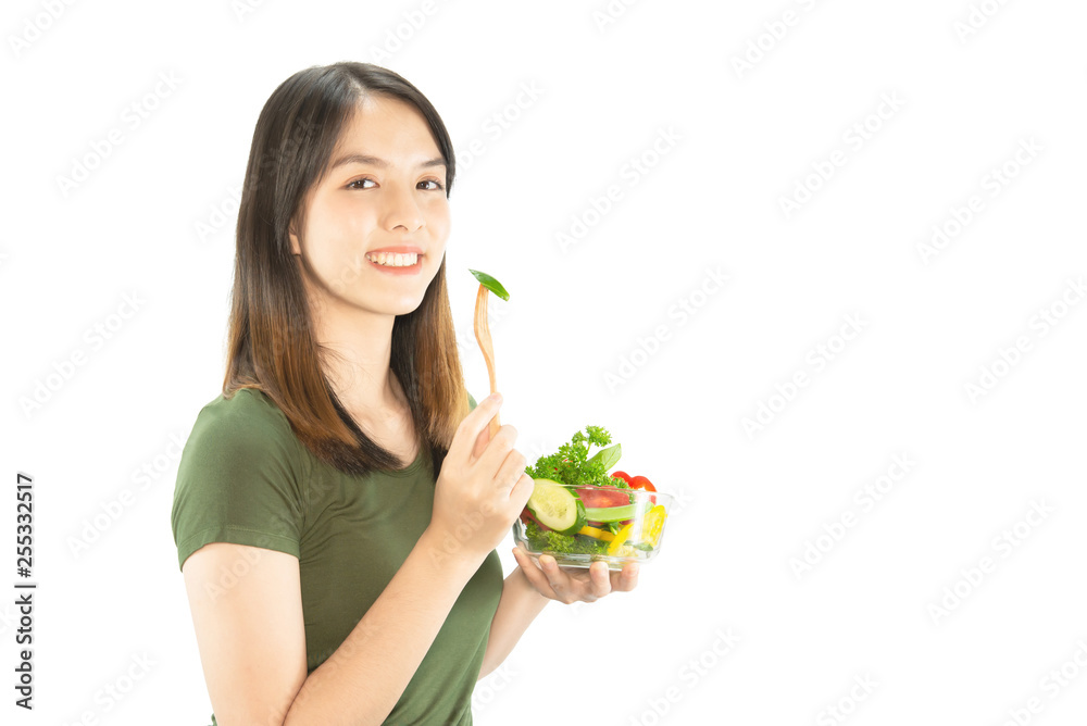 Happy lady holding kichen stuff over copy space background - people home made food preparation concept Happy lady holding kichen stuff over copy space background - people home made food preparation concept