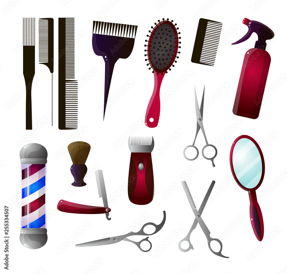 Colored and isolated barber big icon set