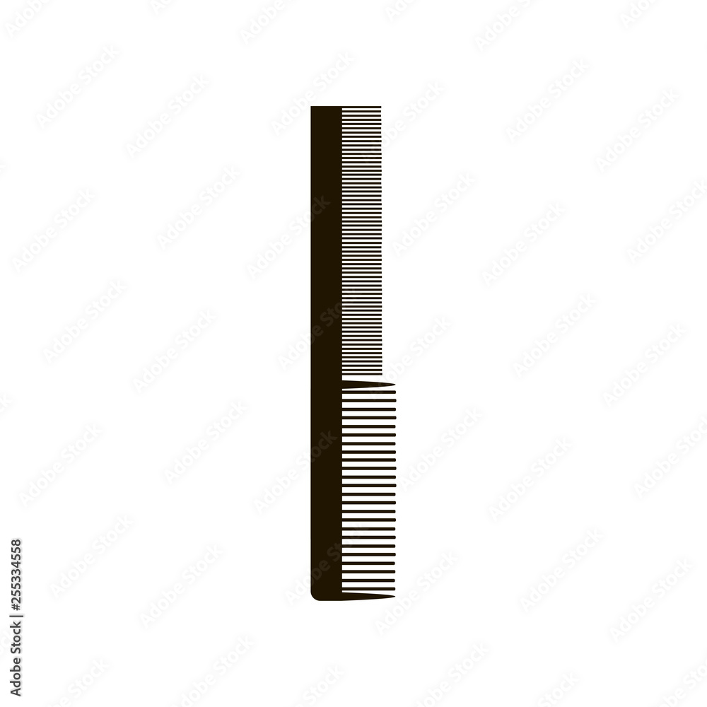 Black professional comb for haircut isolated on white background Black professional comb for haircut isolated on white background