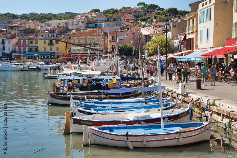 Cassis, France - AUGUST 15, 2018: Boats in port de Cassis