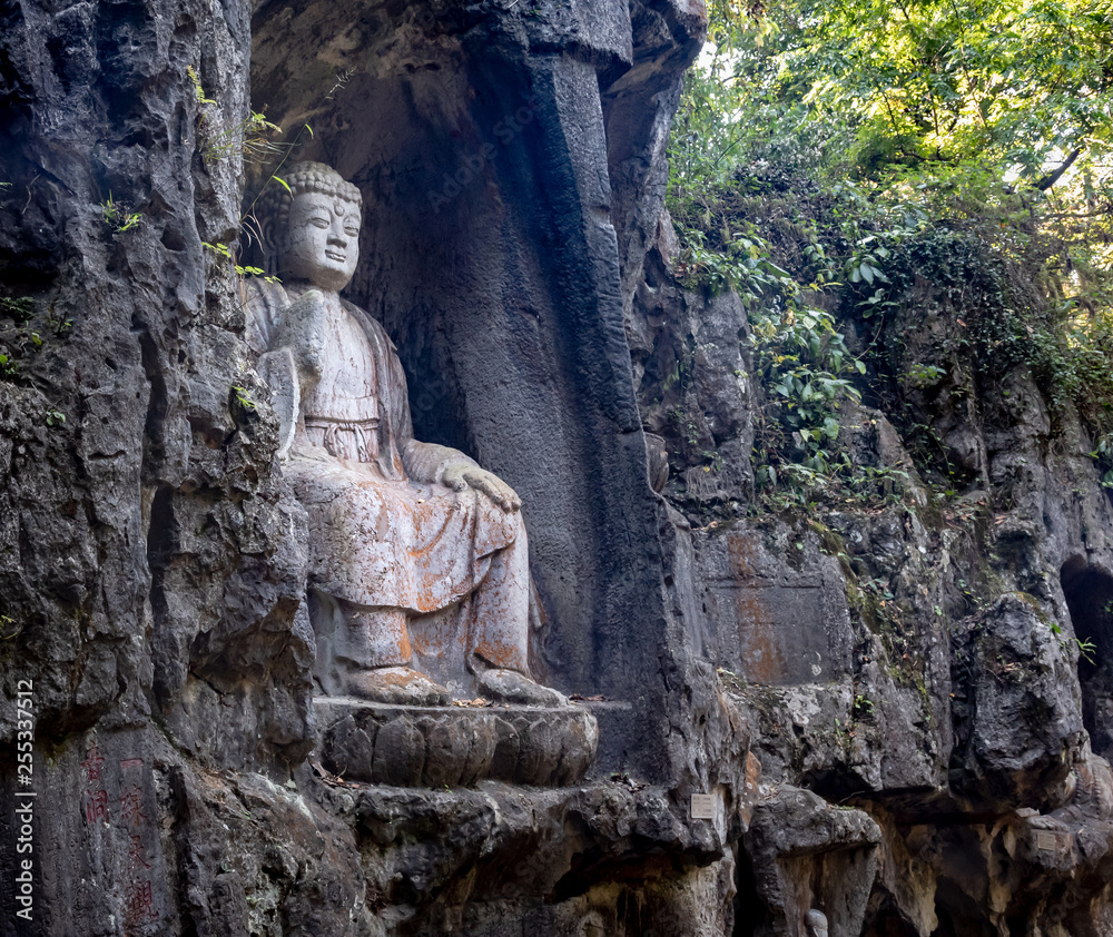 Stone Buddha statue of Lingyin temple in Hangzhou city