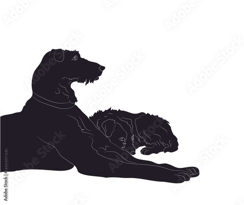 dog lies, silhouette, vector