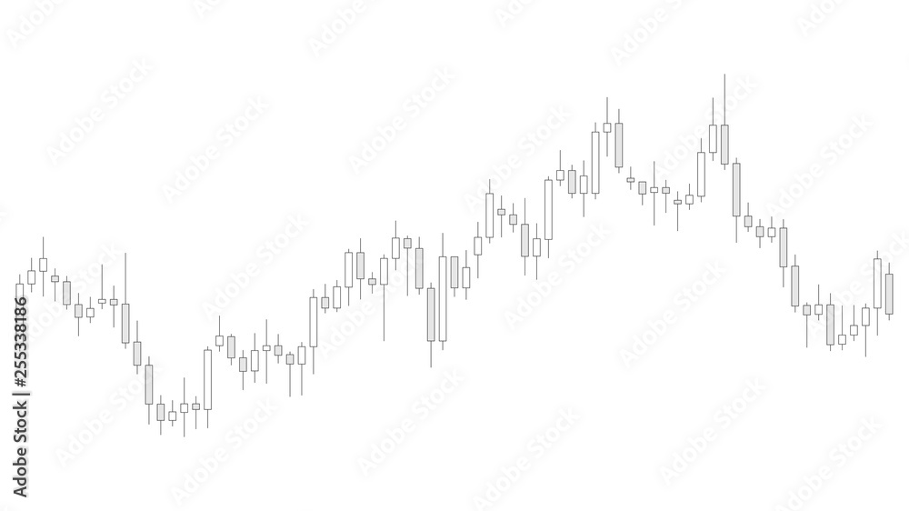 Grey color candlestick chart in financial market vector illustration on white background. Forex trading graphic design concept.