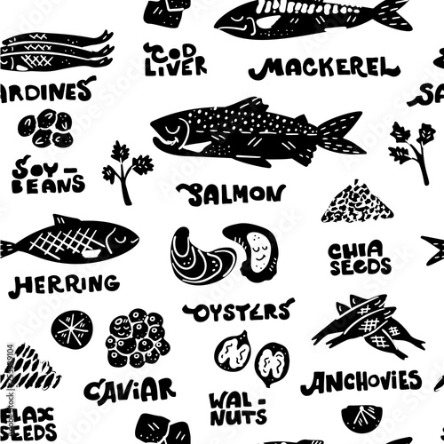 Omega 3 sources vector set