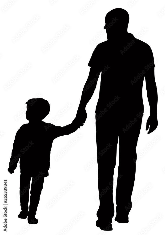father and daughter together, silhouette vector