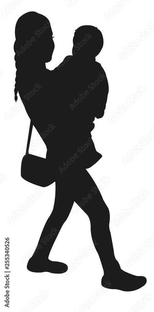 mother and baby together, silhouette vector mother and baby together, silhouette vector