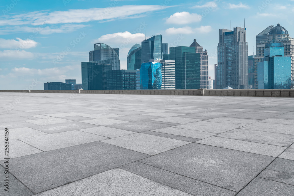 Air highway asphalt road and office building of commercial building in modern city Air highway asphalt road and office building of commercial building in modern city