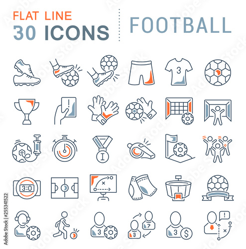 Set Vector Line Icons of Football.