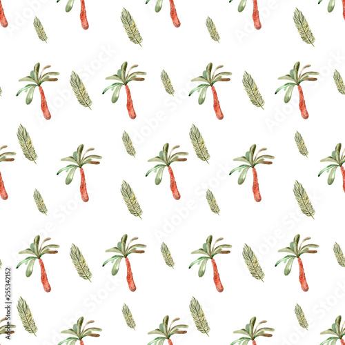 Palm tree pattern seamless in simple style watercolor illustration for any web design or textile