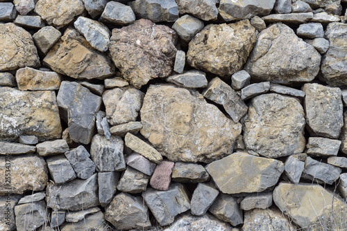 Abstracción de una pared de piedra arreglada. España