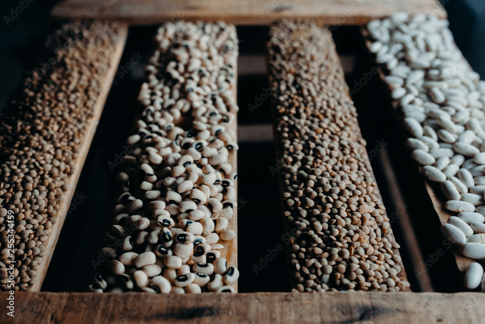 Edible seed mix with lentils and beans. Seed mixture for healthy nutrition Edible seed mix with lentils and beans. Seed mixture for healthy nutrition