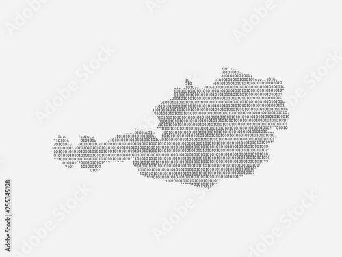 Austria vector map illustration using binary digits or numbers on light background to mean digital country and advancement of technology
