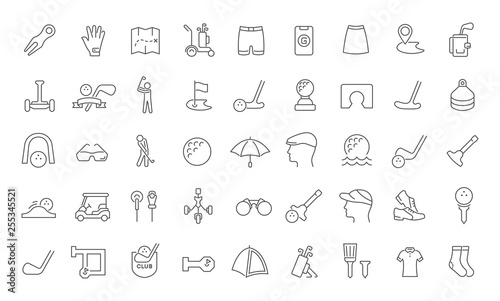 Set Vector Line Icons of Golf.