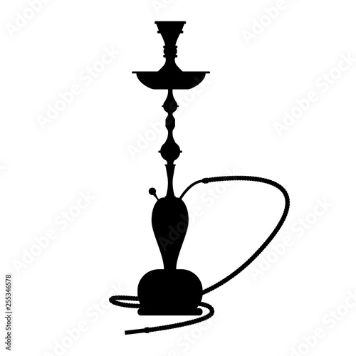 Hookah symbol in black. Hand drawn vector illustration.