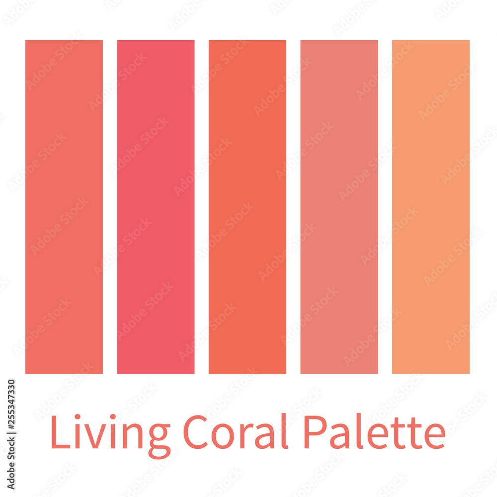 Coral color palette. Color gradation. Swatch Coral, rose, peach colors Stock Vector Adobe Stock