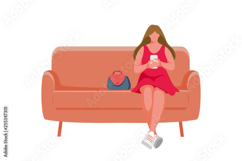 Girl sitting on the sofa