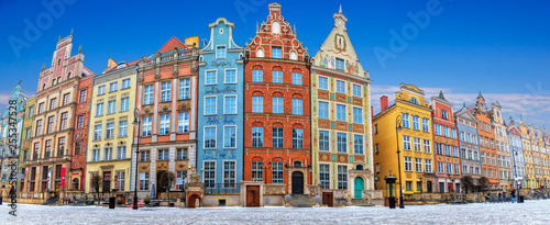Gdansk panorama, a famous old Polish street Long Market