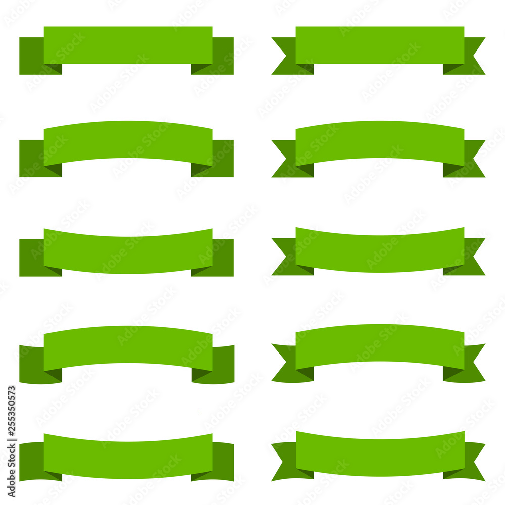 Illustration of green ribbons. 
