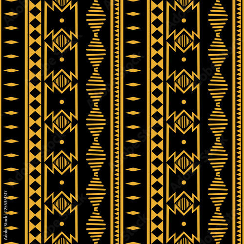Ikat geometric folklore batik ornament. Tribal ethnic vector texture. Seamless striped pattern in Aztec style. Figure tribal embroidery. Indian, Scandinavian, Gypsy, Mexican, folk pattern