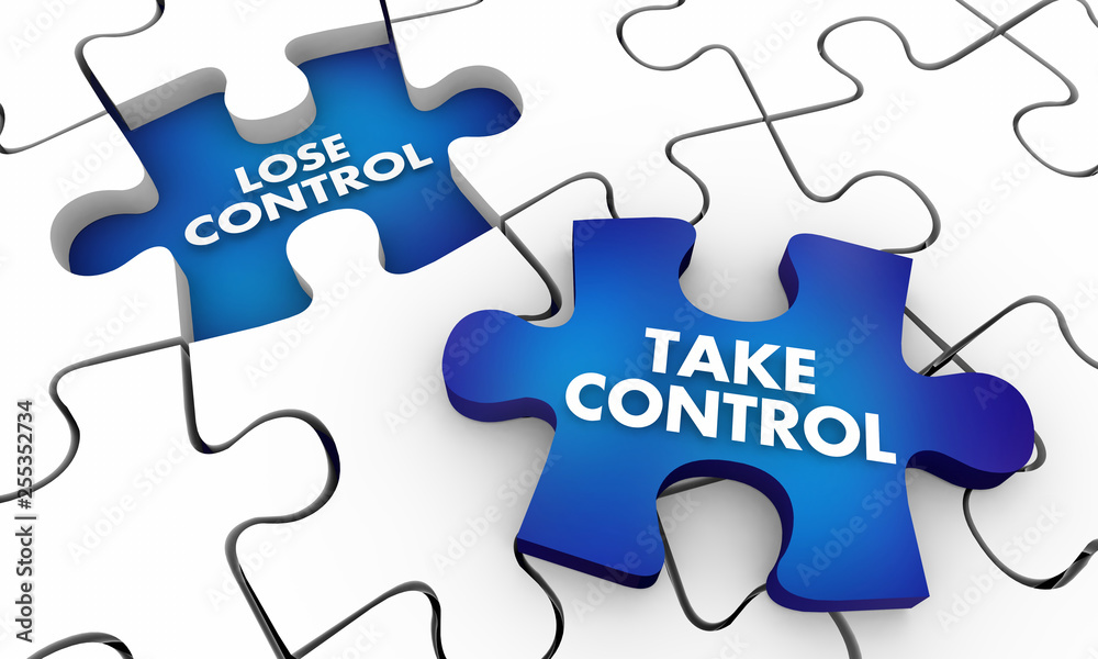 Take Vs Lose Control Puzzle Pieces 3d Illustration Take Vs Lose Control Puzzle Pieces 3d Illustration