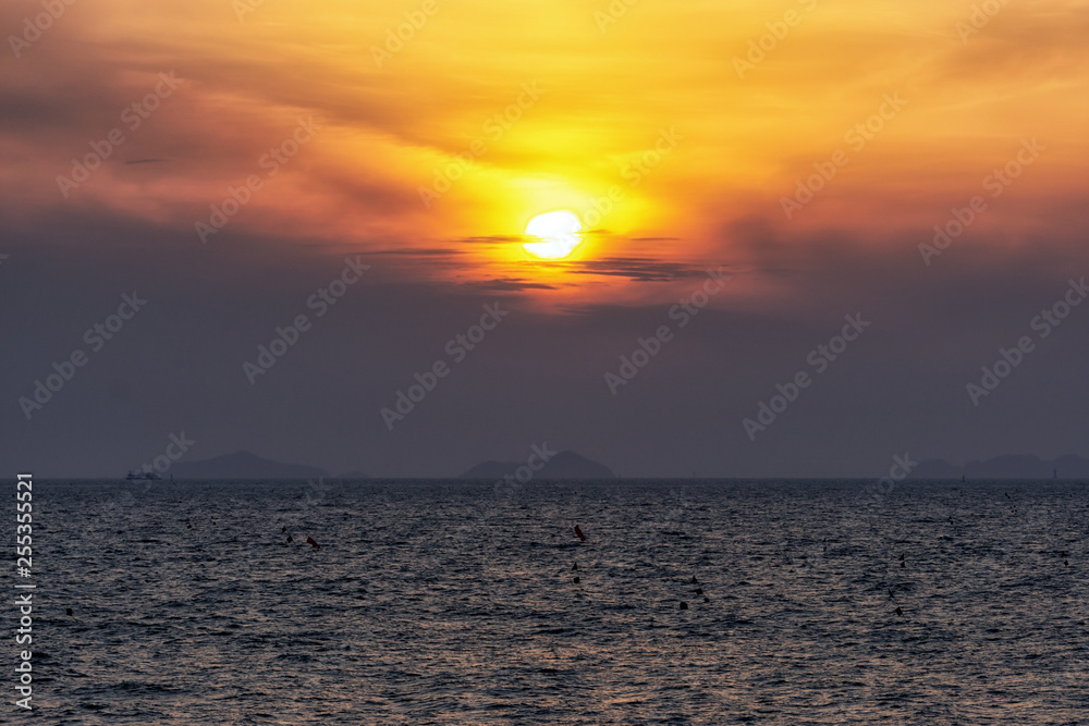 sunset over daecheon beach