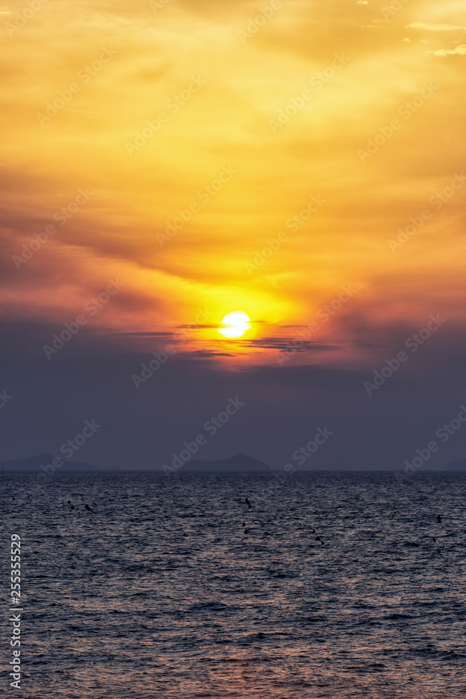 sunset over daecheon beach