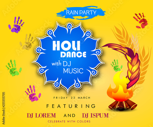 illustration of colorful gulal (powder color) in earthen bowl for Happy Holi Background