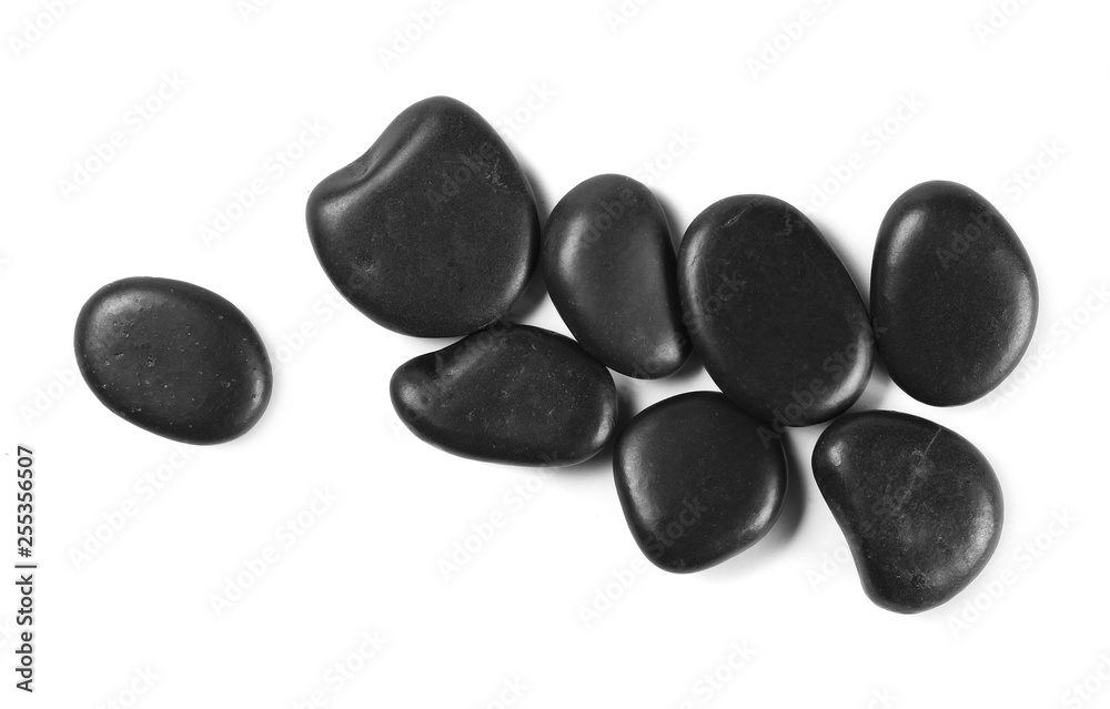 Black rocks, pile isolated on white background, top view Black rocks, pile isolated on white background, top view